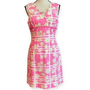 LILLY PULITZER Women’s pink white floral A line fit n flare cotton dress size 6